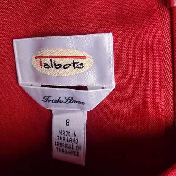 Vintage Talbots Red Irish Linen Maxi Dress Size 8 - Picture 6 of 8
